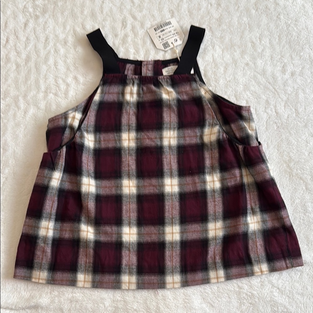 Zara Kids Checkered Dress - Burgundy and Black